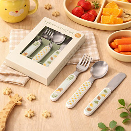 Набор столовых приборов Petit Monkey "Animal Craddle Dove Blue", серо-голубой